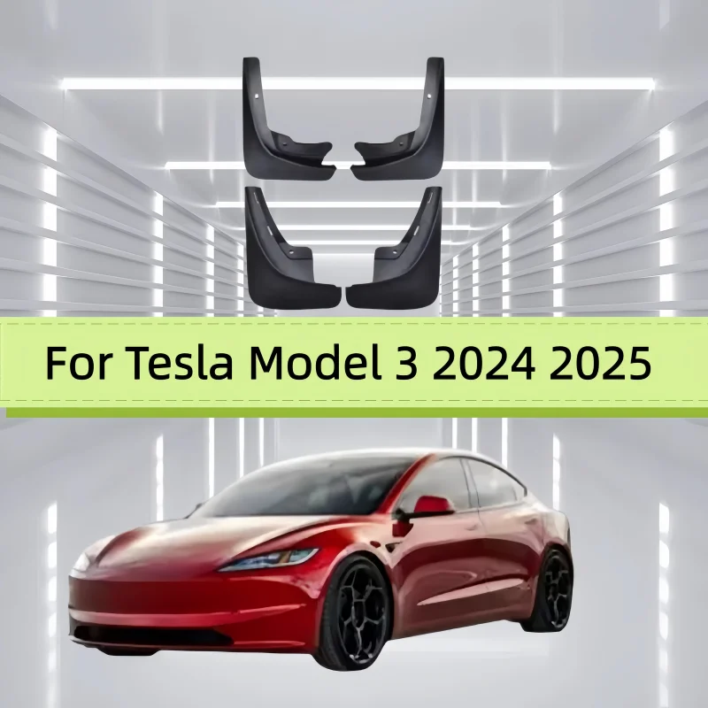 For Tesla Model 3 2024 2025 New Upgraded Soft Material Car Mud Flaps Front Rear Wheel Mudguards Splash Guards Fender Accessories