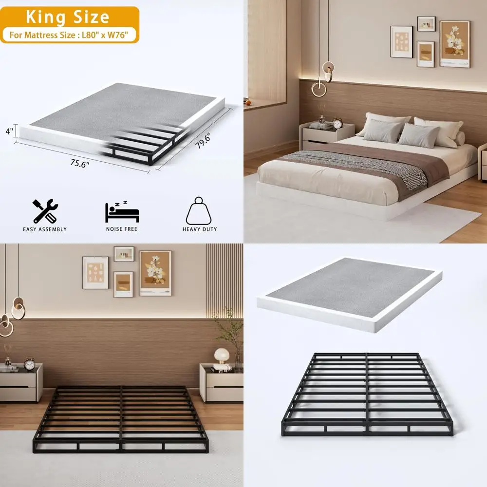 

Металлический пружинный блок King Size высотой 4 дюйма с тканевым покрытием, простая сборка, прочная основа для матраса