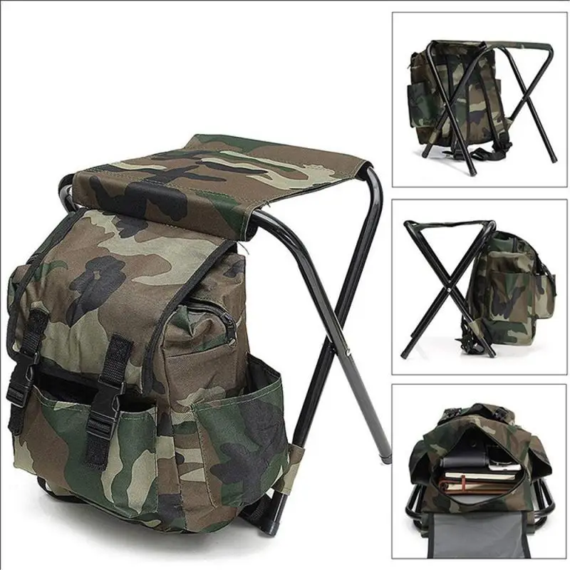 1/2PCS Outdoor Folding Camping Fishing Chair Sturdy Comfortable Stool Portable Backpack Seat Bag Economy Fishing Chair Hiking