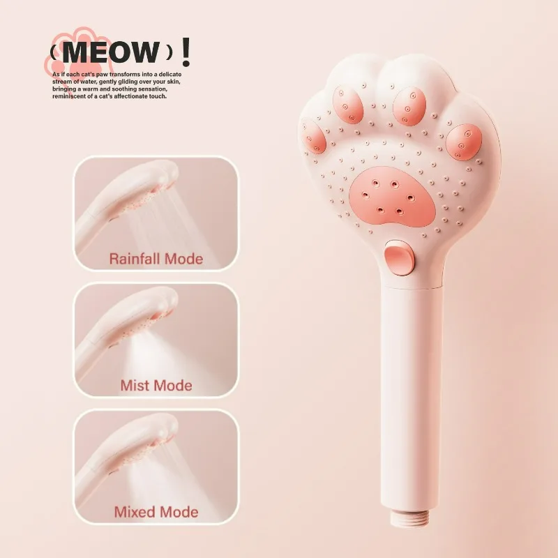 

Cute Cat Paw 3 Modes Shower Head High Pressure Water Saving,Adjustable Showerhead Sprayer Home Bathroom Accessories