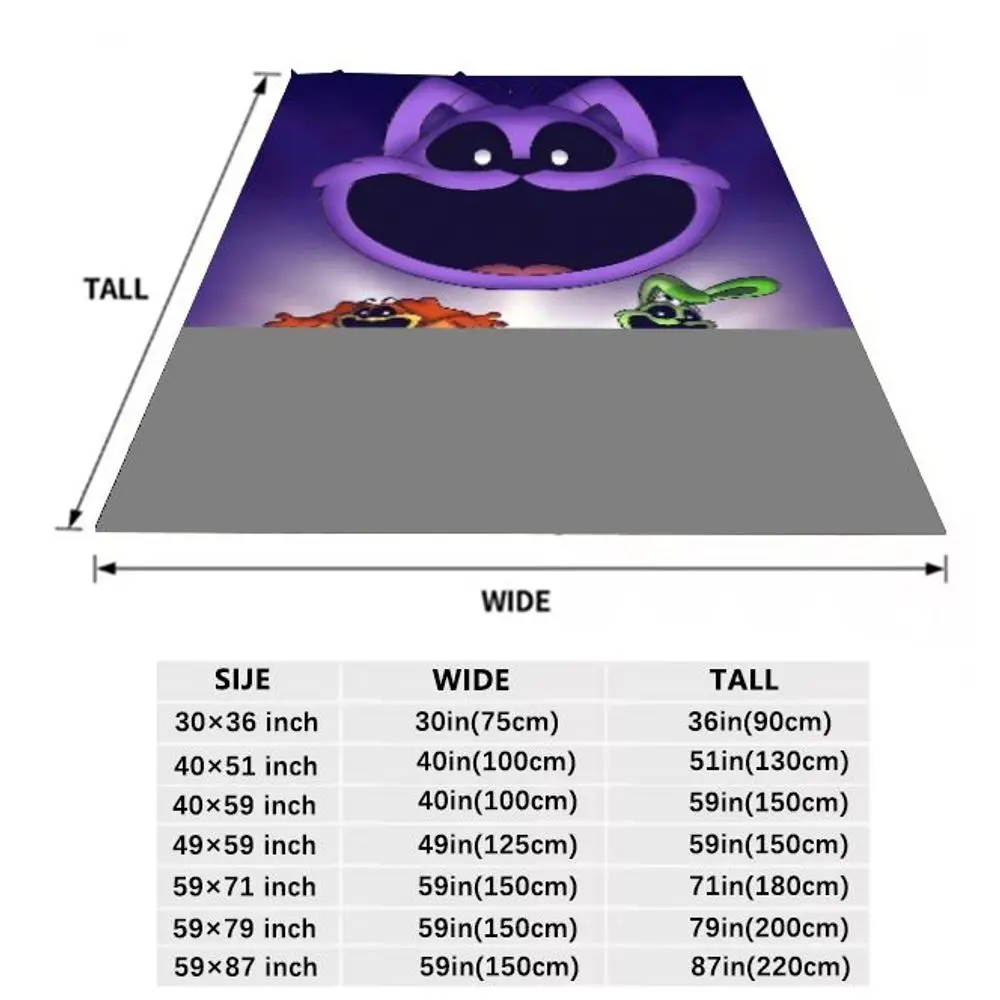 بطانية Critters المبتسمة النابضة بالحياة - بطانية رمي قطيفة كرتونية ملونة مع شخصيات مبهجة وتصاميم غريبة الأطوار - Perf