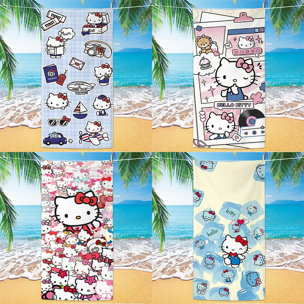 

Sanrio Cartoon Bath Towel Anime Cartoon Hello Kitty Room Decor Kawaii Bath Towel Summer Swim Shower Washcloth Bathroom Supplies