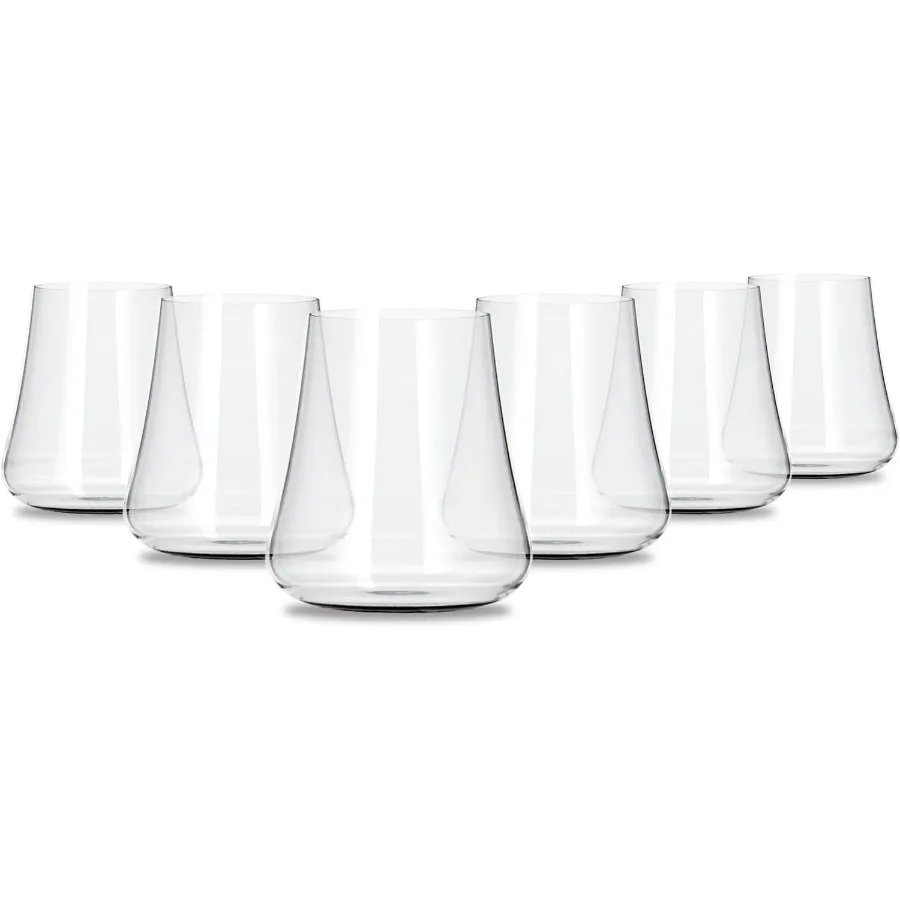 كؤوس نبيذ كريستال بدون جذع، مجموعة من 6 قطع - كوب شرب ممتاز عالمي للنبيذ والبيرة والويسكي والكوكتيلات - غسالة أطباق