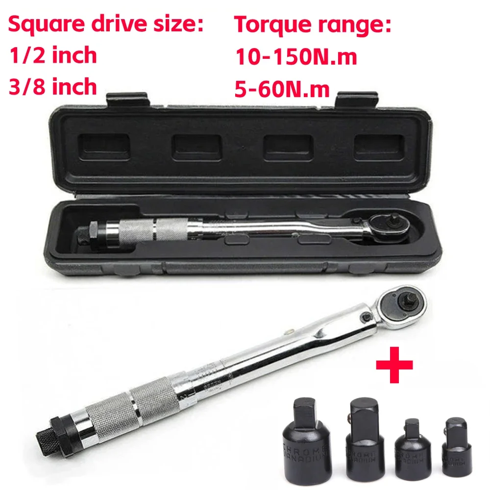 5-60N.m Torque Wrench Car Repair Hand Tool 3/8 Inch Square Drive Precise Preset Reversible Ratchet Key Adjustable Torques Key