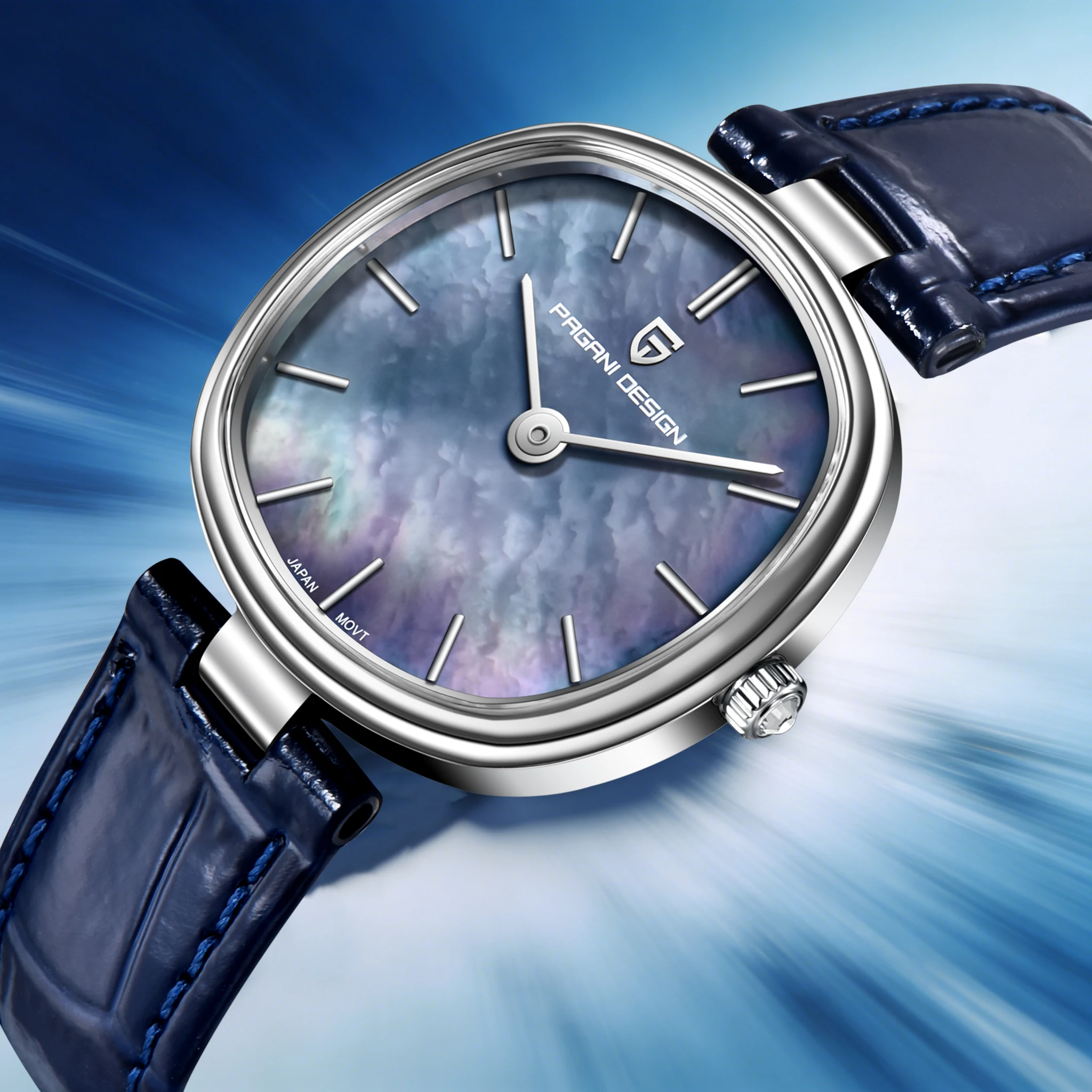 PAGANI DESIGN Luxury Sleek Grand Business Ladies Quartz Watch Dominant Elite Temperament Leather Strap  5Bar Dive Sapphire Watch