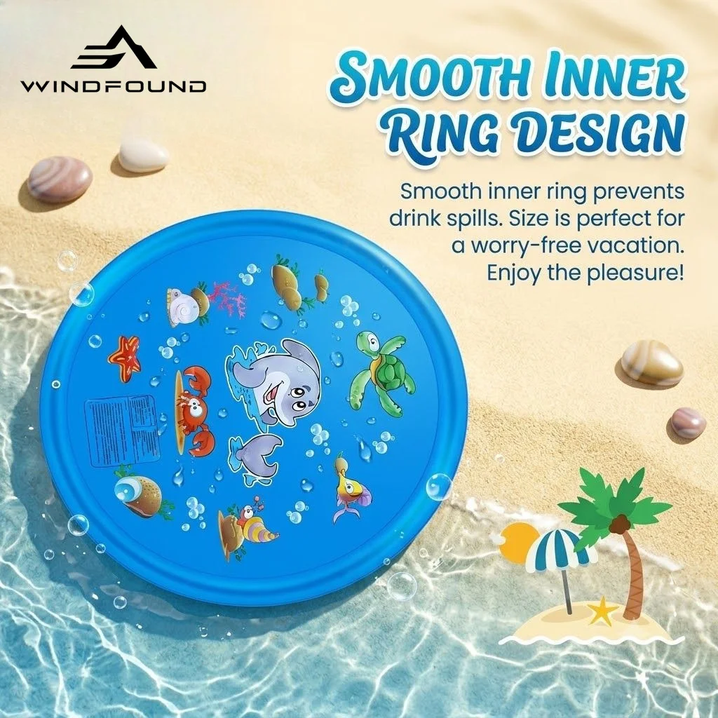 100cm Children Play Spray Mat Beach Inflatable Water Sprinkler Pad Outdoor Interactive Fountain Toy Swimming Pool Mat Kids Toys