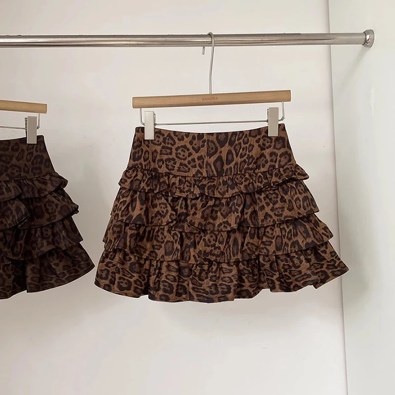

Flounce Tiered Skirts for Women 2026 Spring Autumn New American Style High Waist Sexy Skirt Waist-cinching Spicy Girl Skirt