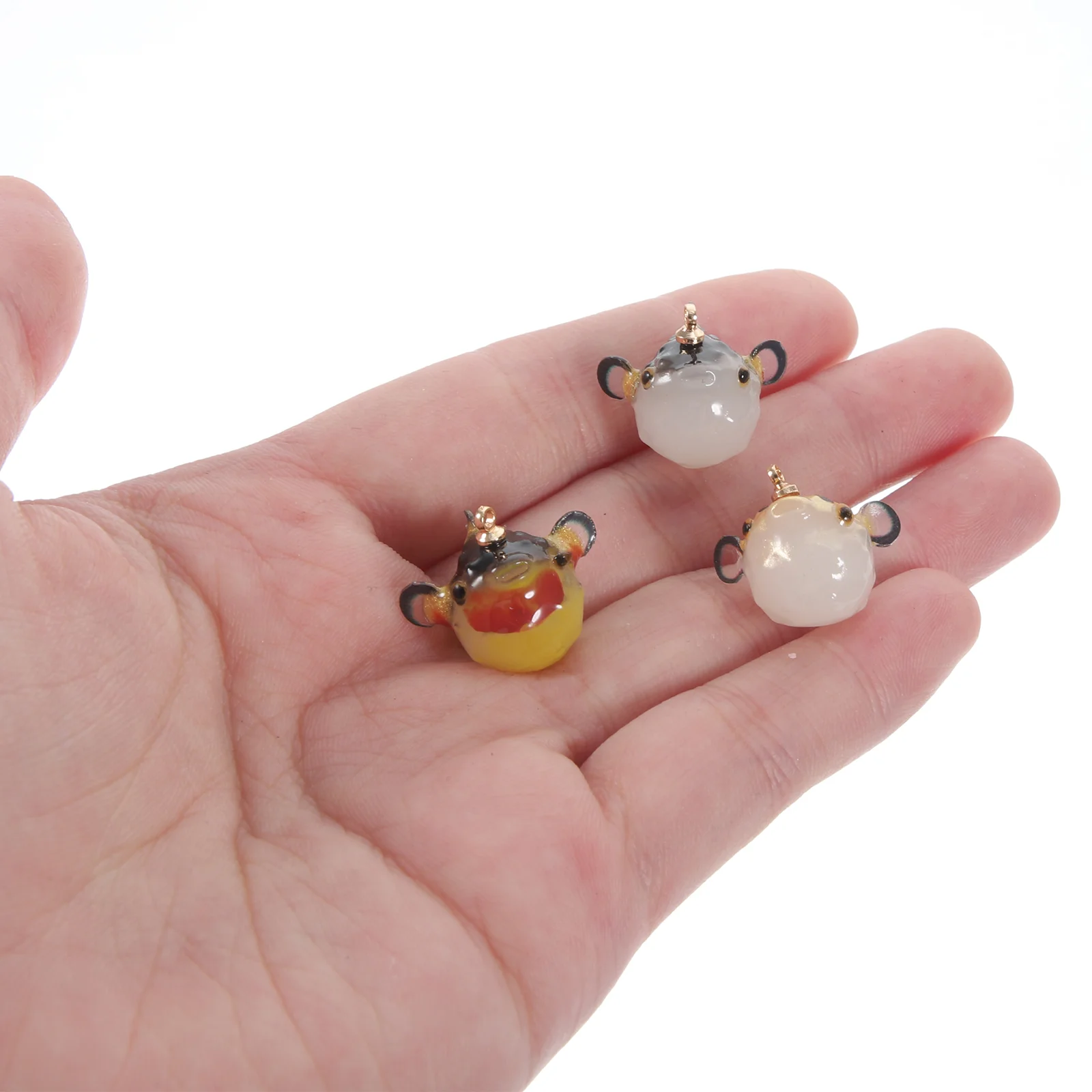 12 Pcs Resin Small Goldfish Puffer Pendant Keychain Charms DIY Making Crafts Jewelry Simulation