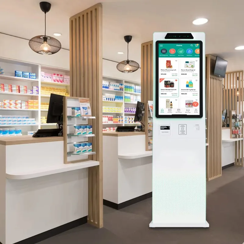 Electronic Self Service Queue Management System Touch Kiosk 10-point Curved Touch Screen for Bank Restaurant Queue Calling