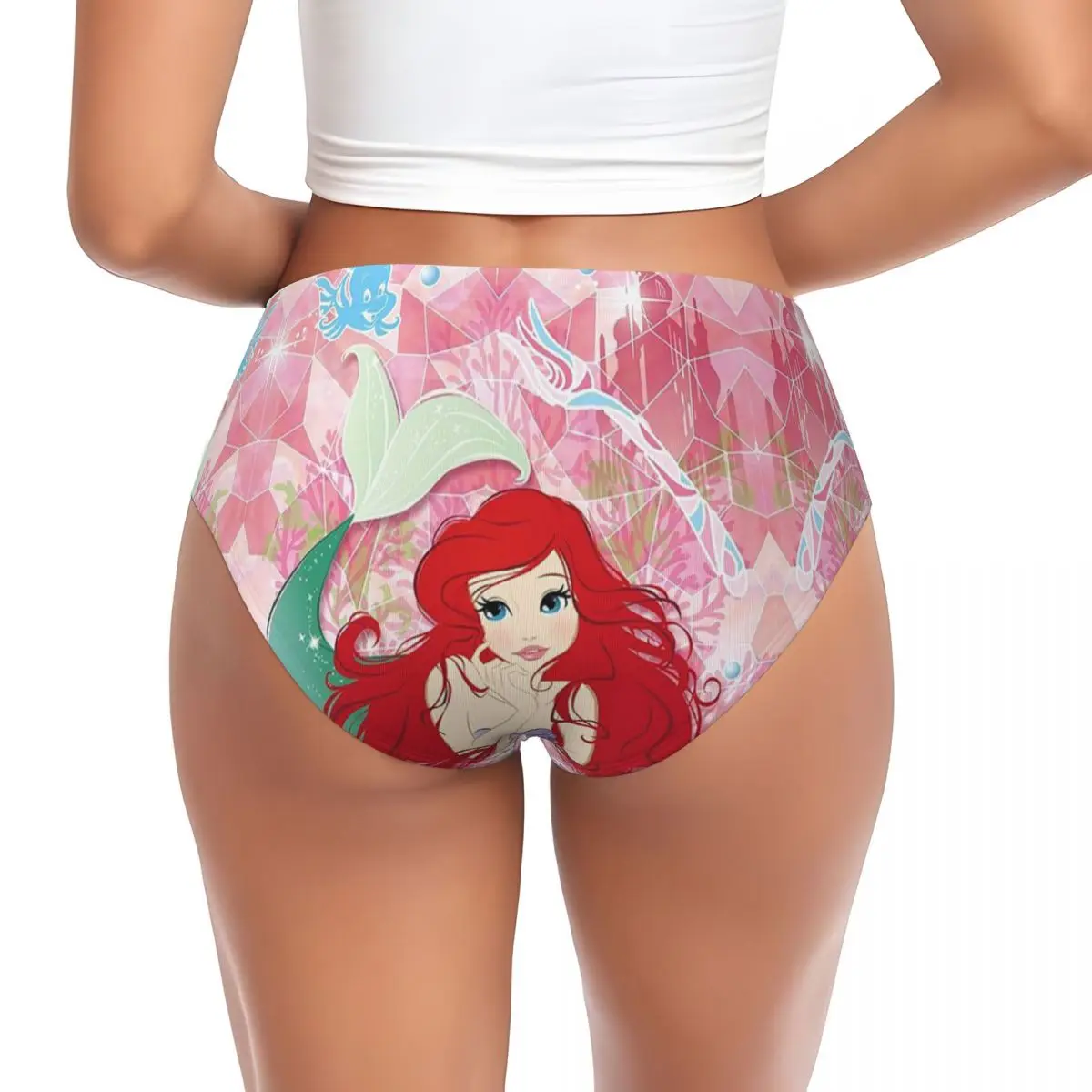 Custom Womens Little Mermaid Cartoon Panties Comfort Briefs Underwear