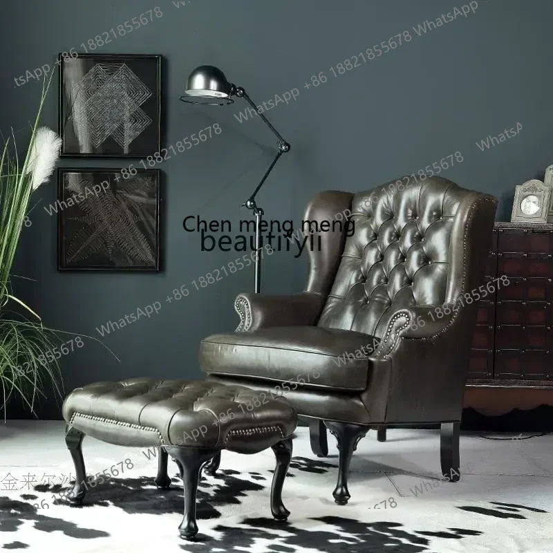 

New arrive Wingback Chair American Single Leather Sofa Leisure Couch Living Room Furniture Pedal