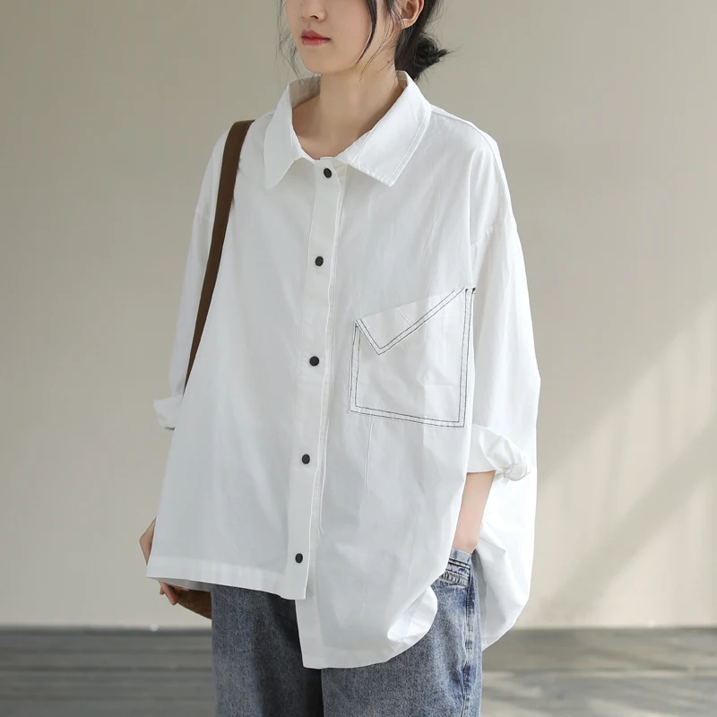 Spring Autumn Casual Korean Sle Pure Color Asymmetrical irt Women's Loose Lazy Slimming ket plus Size Top Coat