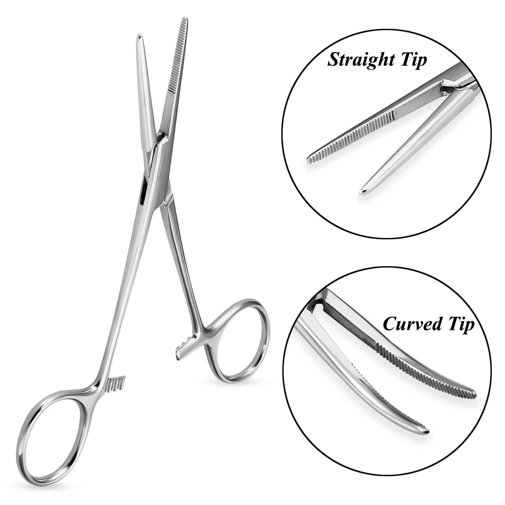 1pc Surgical Steel Locking Tweezer Clamps Hemostats for Nurses Fishing Forceps Tattoo Body Piercing Curved Straight Hemostat New