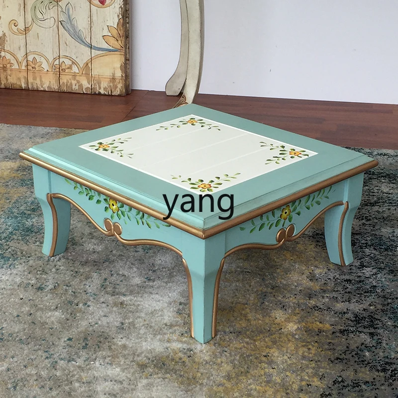 xyy small coffee table tatami kang table Mediterranean retro art bedroom bay window square