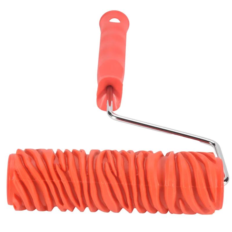 Rodillo de pintura de rayas de cebra en relieve A76F-7Inch con mango para decoración de pared