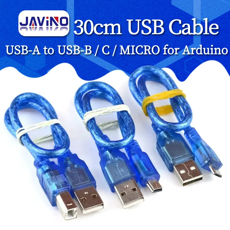 30cm USB Cable R3 / Mega 2560 R3/ ADK USB-A to USB-B for Arduino MINI TYPE-C MICRO Printer Cable