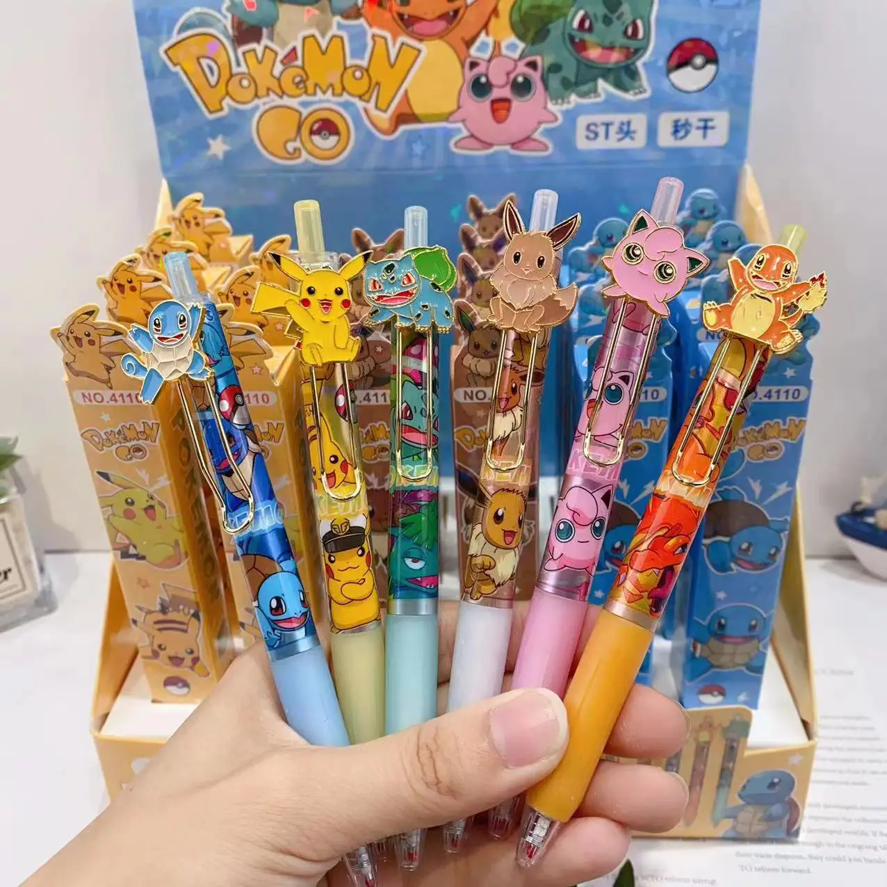 24pcs/lot Kawaii Pokemon Press Gel Pen Cute 0.5mm Black Ink Signature Pens Promotional Gift Office School Supplies