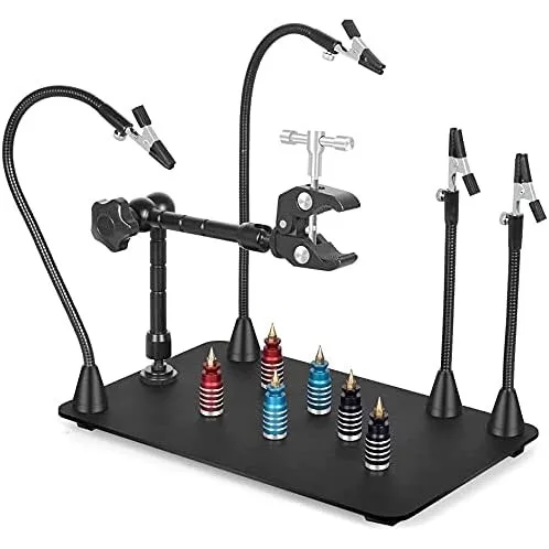 

Magnetic Helping Hands Soldering Station with Heavy Duty Base, 2.16-Inch Jaw Opening Clamp, 4 PCB Holders, 4 Flexible Arms for