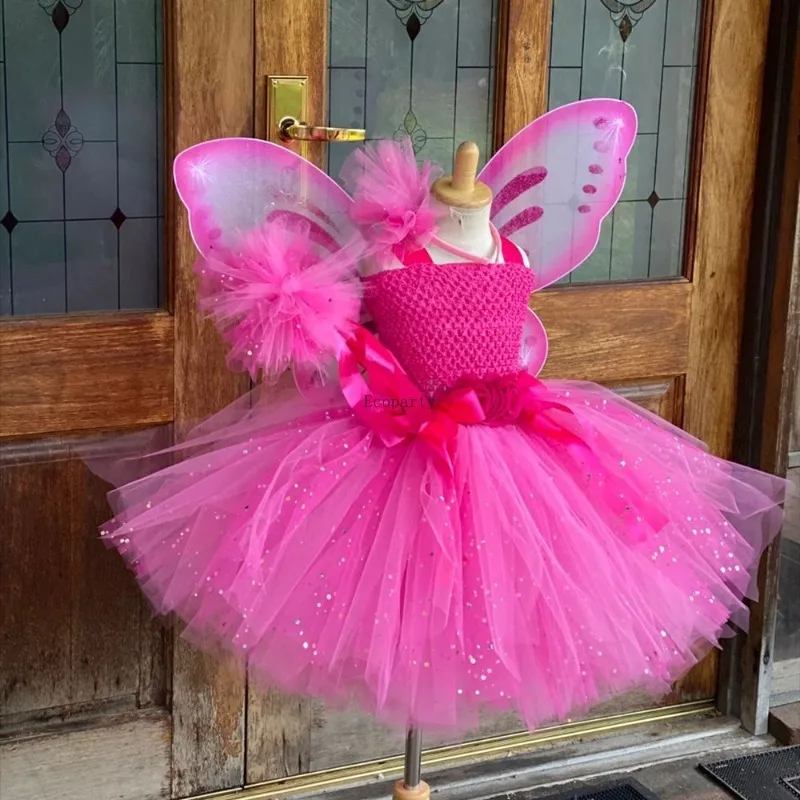 Girls Pink Flower Fairy Dress Kids Glitter Tutu Dress with Butterfly Wing and Stick Hairbow Set Children Cosplay Party Costumes - AliExpress 200000532 Girls Pink Flower Fairy Dress Kids Glitter Tutu Dress with Butterfly Wing and Stick Hairbow Set Children Cosplay Party Costumes - AliExpress 200000532