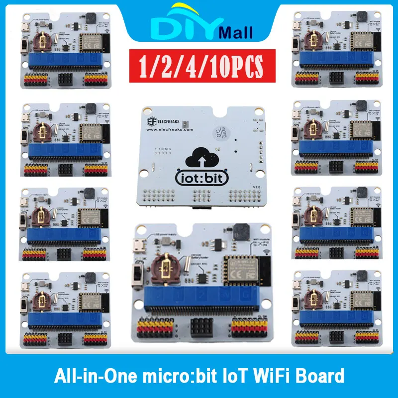 

Плата расширения IOT:bit WiFi для micro:bit — модуль ESP8266 WiFi/Buzzer/RTC, поддерживает Makecode/MicroPython/JavaScript