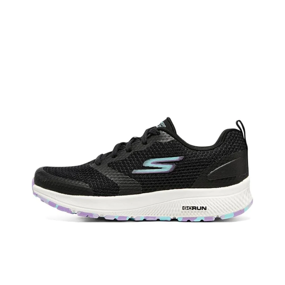 Skechers Go Run Consistent Comfortable Abrasion Resistant Low top Casual Running Shoes Women's Black Purple 128292-BKLV