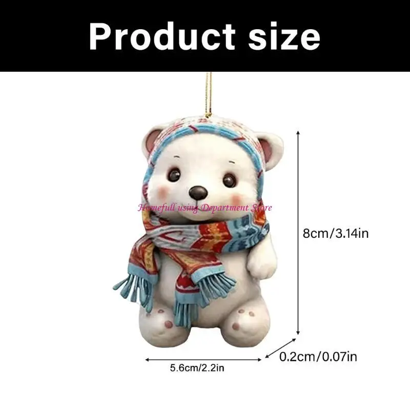 3pcs Polars Bear Resin Pendant for Christmas Tree Decoration Animals Figurines Hanging Ornament Party Supplies