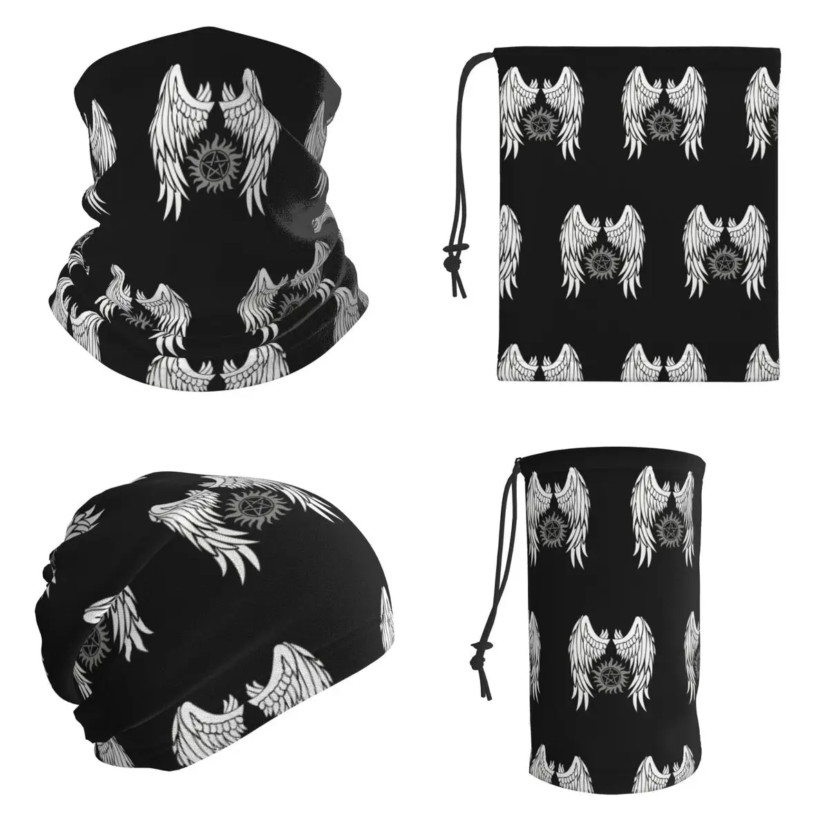 Supernatural Wings And Logo Bandana Neck Gaiter Printed Wrap Scarf Cycling Headband For Men Women Adult Winter