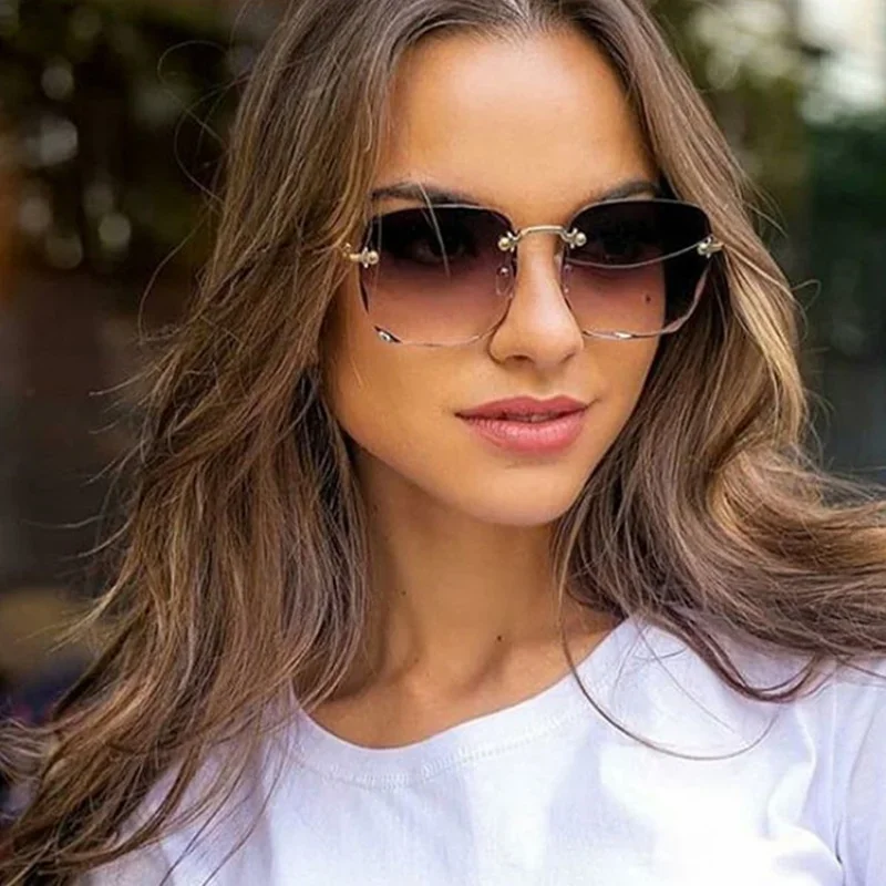 

2023 New Women's Sunglasses Gradient Multi-color Fashion Oversized Square Frameless Brand Designer Retro Large Frame Sunglasses