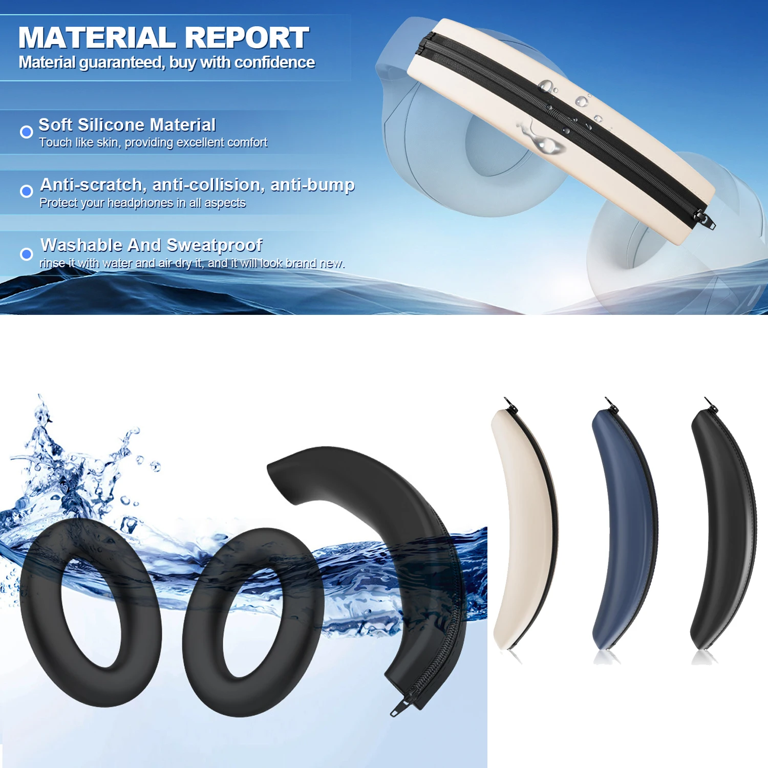 WHH910N Earpads & Headband Cover for Sony WH-H910N h.Ear on 3 WH H910N H910 Headphone Replacement Ear Pads Cushions Cover Foam
