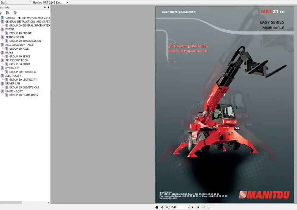 AutoDVD2 Manitou MRT, MC Series 2020 Telehandlers & Forklift 6.12GB PDF Service And Parts Manual DVD