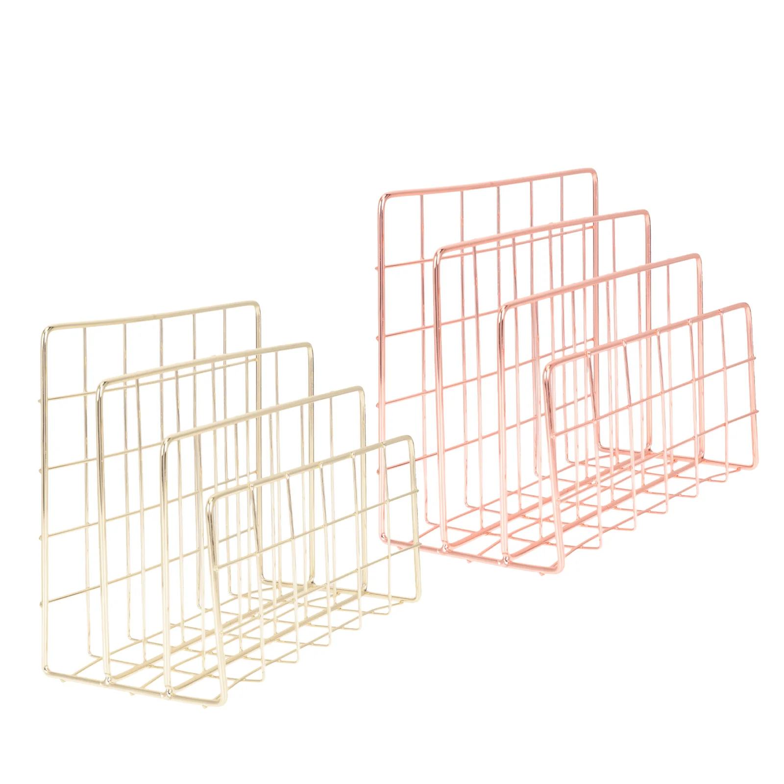 2Pcs Metal Desktop File Sorter 3-Slot Organizer for Papers Letters Mail Home Office School Desk Storage Rack Folder