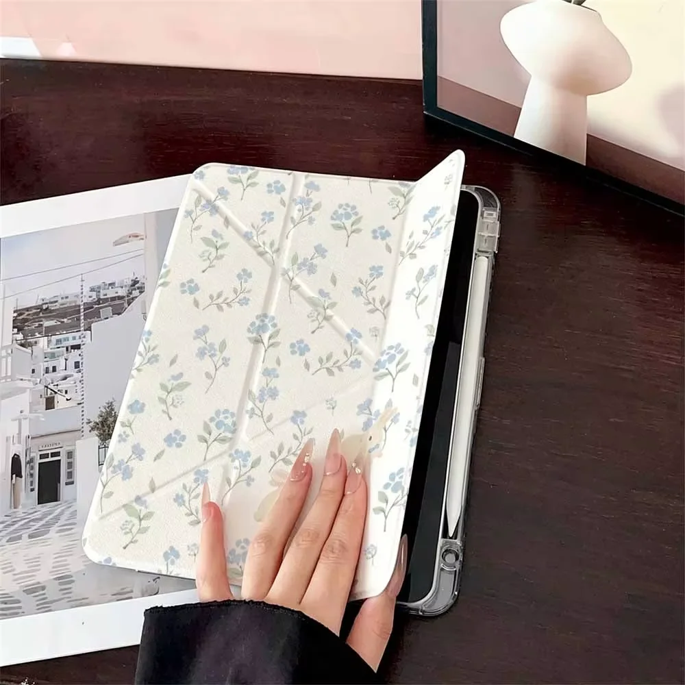 Cute Rabbit Flower Tablet Cover For iPad Pro 11 12.9in 13 M4 M5 9.7 10.2 Air 456 Funda for Samsung Tab A8 A9 A11 S8 S9 S11 Cover