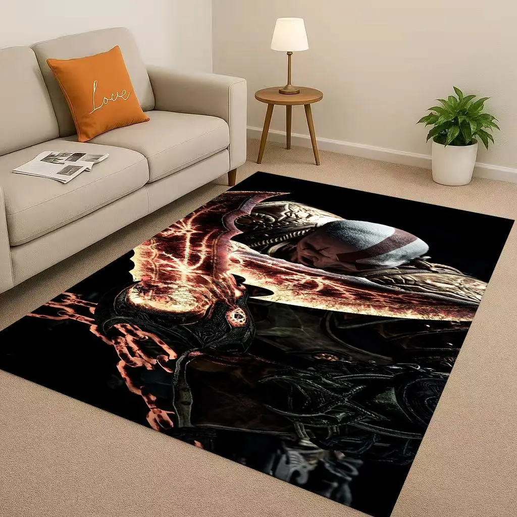 Gioco God of War Kratos Cartoon Gamer Soggiorno Tappeto antiscivolo Tappeto morbido per camera da letto Sala giochi Divano, Zerbino per la casa facile da pulire