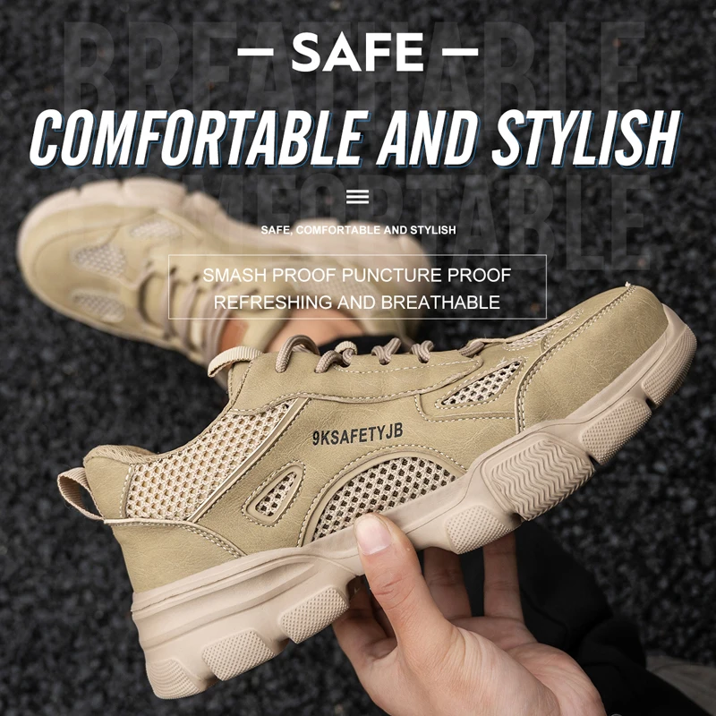 Fashion Style Summer Safety Shoes For Men Lightweight Breathable Sneaker Comfortable Indestructible Hombre Women Work Sneakers