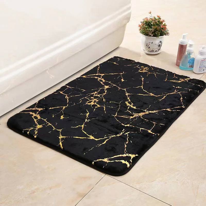 Black Bathmats Large Floor Rugs 80x120cm 60x90cm 50x80cm 40x60cm Extra Soft Rabbit Fur Bathroom Marble Bathmats Tolite Floor Rug