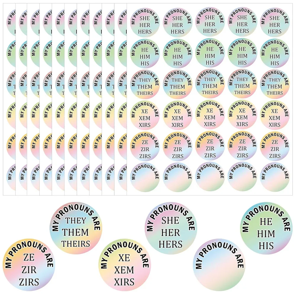 My Pronoun are Sticker They Them Theirs Gender Identity Labels 1inch He Him She Her Name Tag Pronouns Name Badge Stickers 600Pcs