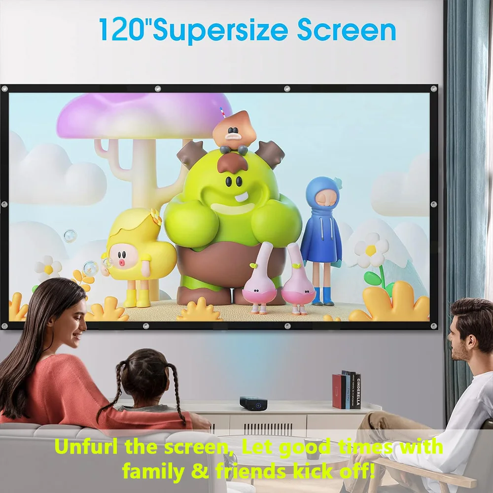 72-150Inch 4k Projector Screen, Portable Foldable Projector screen for Outdoor Indoor Office School