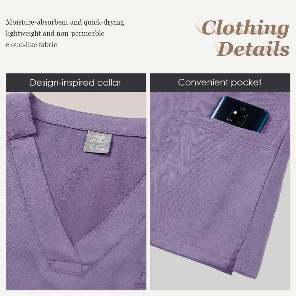 Vêtements de travail à manches courtes, ensemble de gommage élastique, salopette chirurgicale pour médecin, salle d'opération, vêtements cliniques pour infirmière