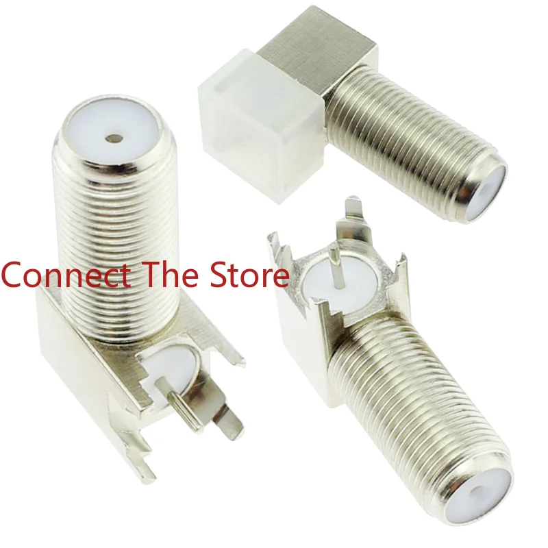 5PCS High-grade Pure Copper F Head 90 Degrees Nickel Plated  emale Seat Bent oot Welding Type R Coaxial  Block Bend 4 eet