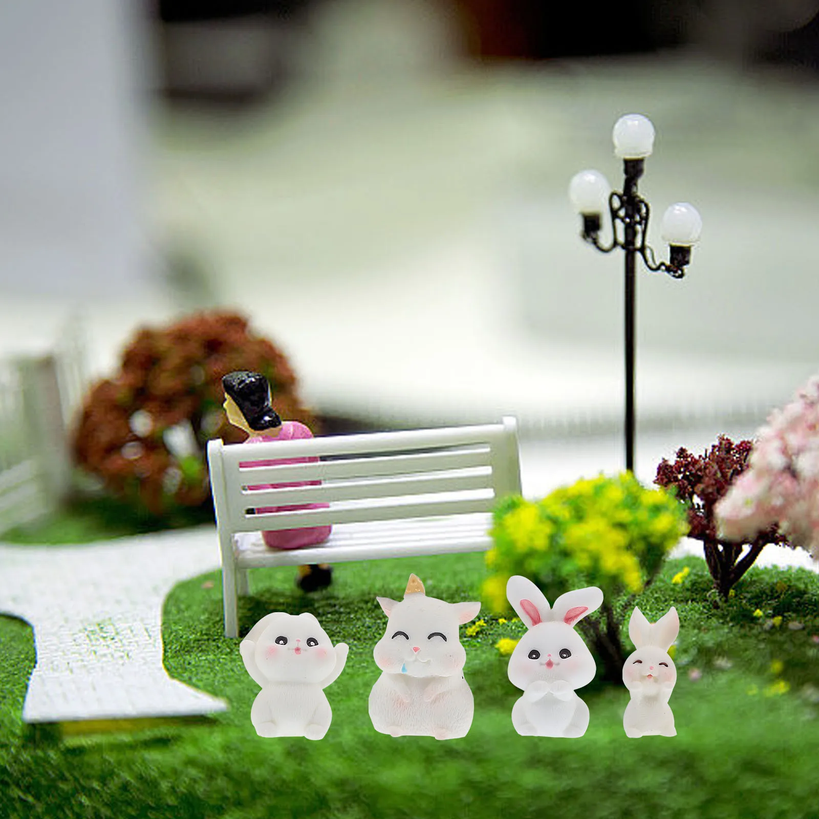 

12 Pcs Bunny Ornament DIY Miniature Ornaments for Crafts Dining Room Table Decor Figurines Rabbit Decoration Statue