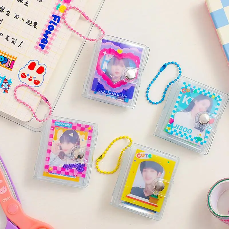 Photo Storage Book Photo Album Photo Card Holder Photo Holder Keychain Holds 16 Photos Transparent Mini Cute Kawaii 2 Inch