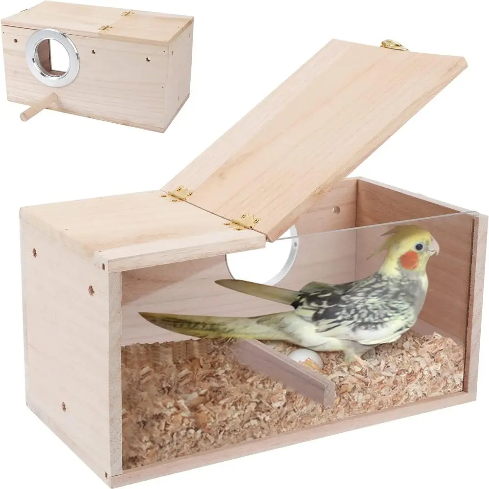

Natural Wooden Bird Cage for Breeding - Ideal for Parakeets, Cockatiels, Lovebirds, Budgies, and Small Parrots