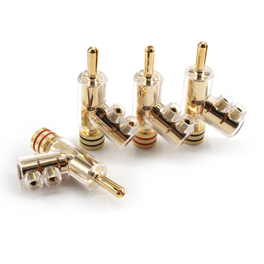 

4PCS Hi-End Rhodium Plated Lockable Speaker Cable Banana Plug Connector Gun Banana Plug DIY Speaker Cable Gold