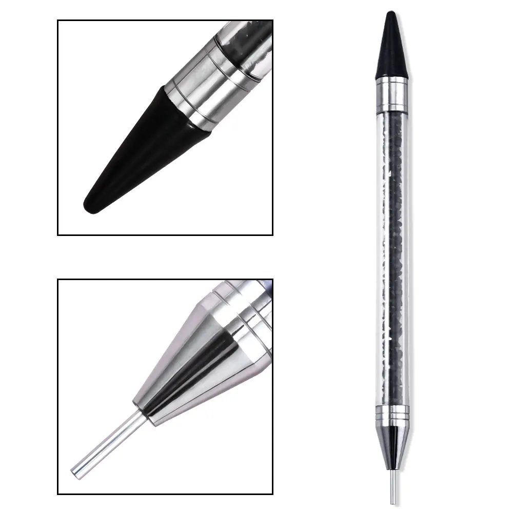 1Pc Dual-ended Strass Edelsteine Picker Punktierung Stift Wachs Bleistift Acryl Griff Kristall Studs Picker Maniküre Nail art DIY Werkzeuge