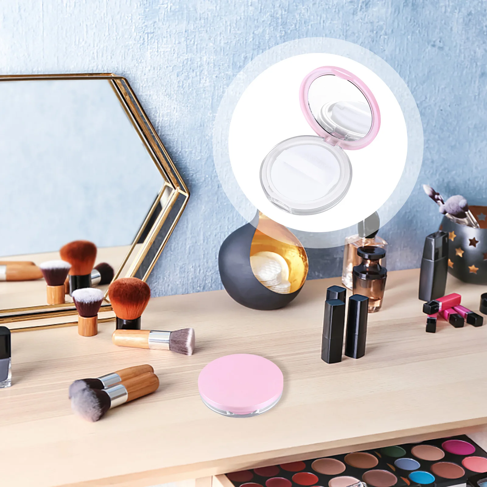 

2pcs Empty Box Premium Reusable Travel Compact Container for Loose Storage Silver Lightweight Small Size Easy CarryMakeup
