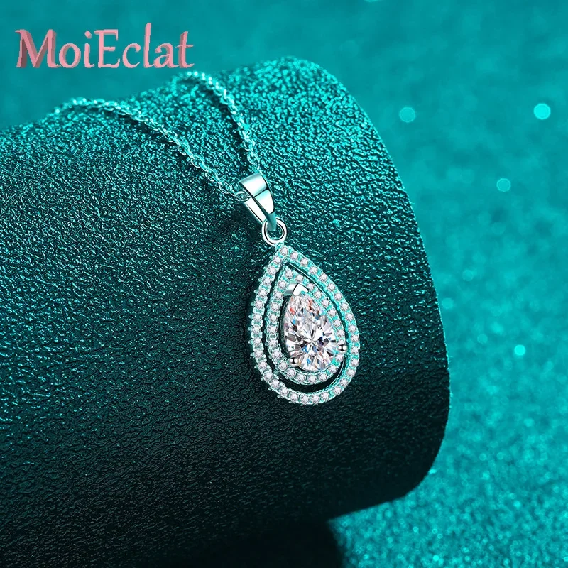 

Сияющий 1 карат муассанит грушевидной формы полый кулон для женщин, роскошное платиновое ожерелье PT950 с каплями воды, гипоаллергенные ювелирные изделия