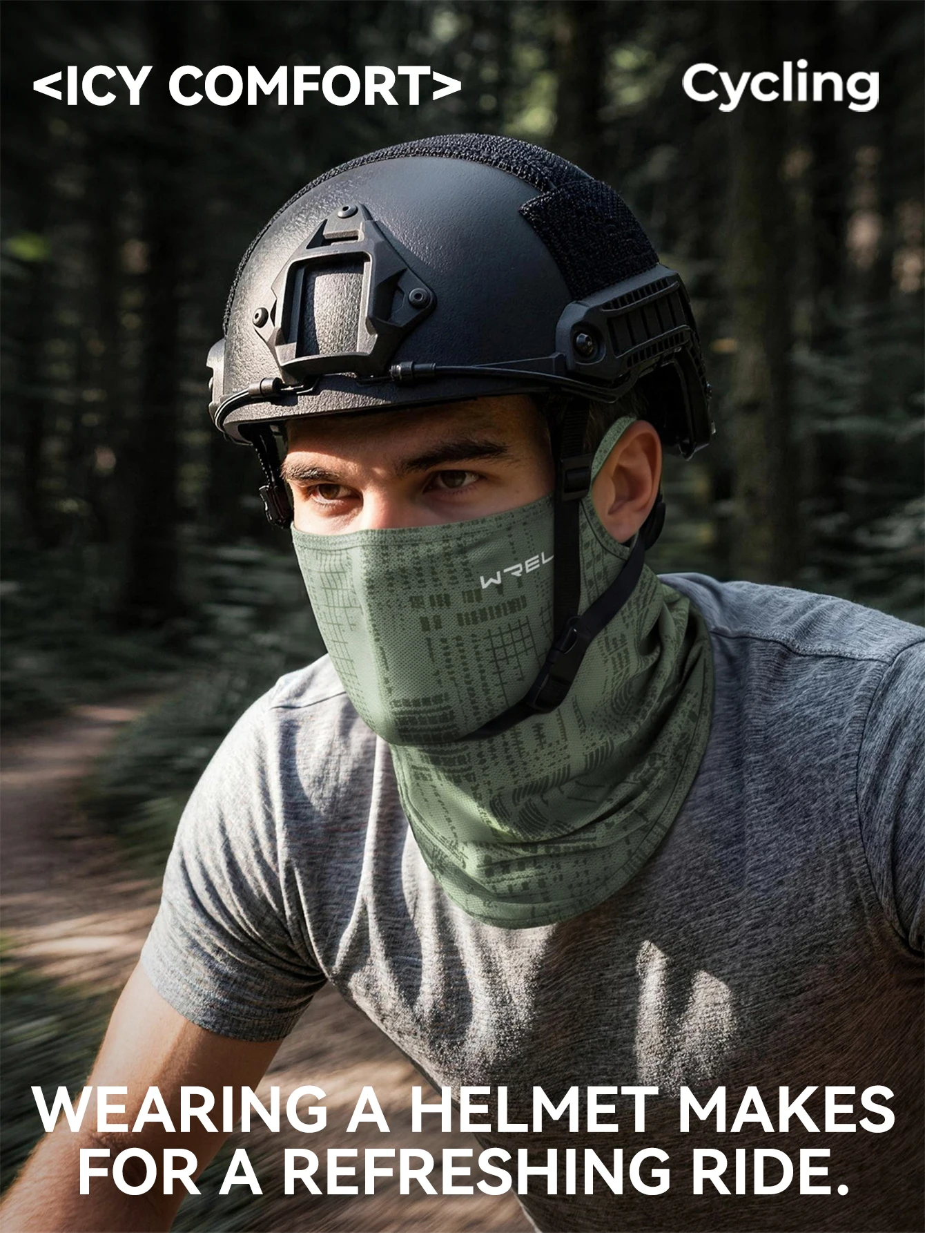 WRELS Balaclava Nackenwärmer aus Eisseide, kühlend, UV-Schutz, Gesichtsmaske, Sommerschal, Bandana, mit Ohrschlaufen, atmungsaktiv, Sonnenschutz, Angeln – Detail 11