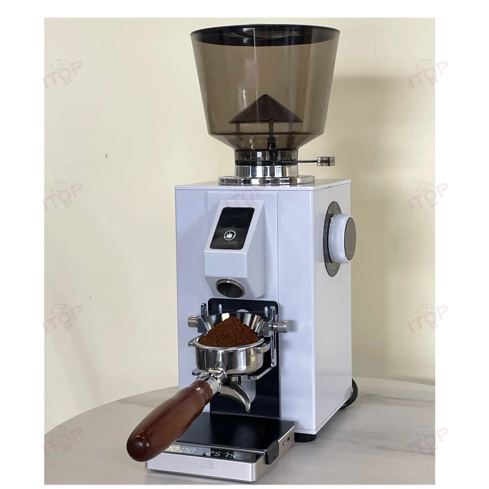 Integrated Coffee Grinder and Scale Machine 64mm Flat Burr Grinder Quantitative Grinding Espresso Grinder