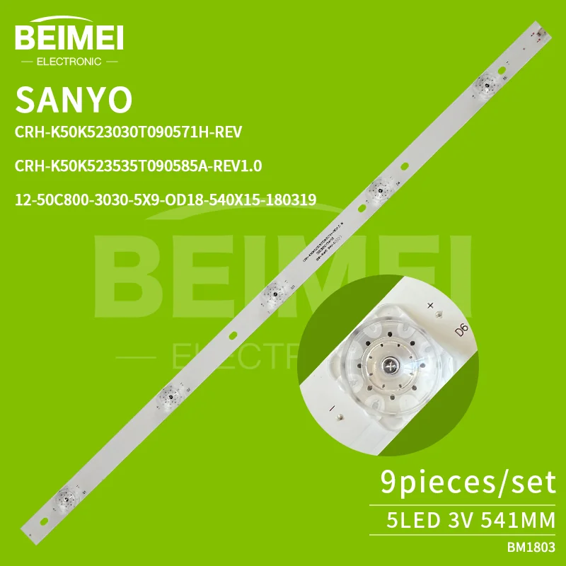 Backlight Strip CRH-K50K523030T090571H-REV CRH-K50K523535T090585A-REV1.0 Sanyo 50 ce1850d2 PPTV PTV - 50 nu4 9pcs/set