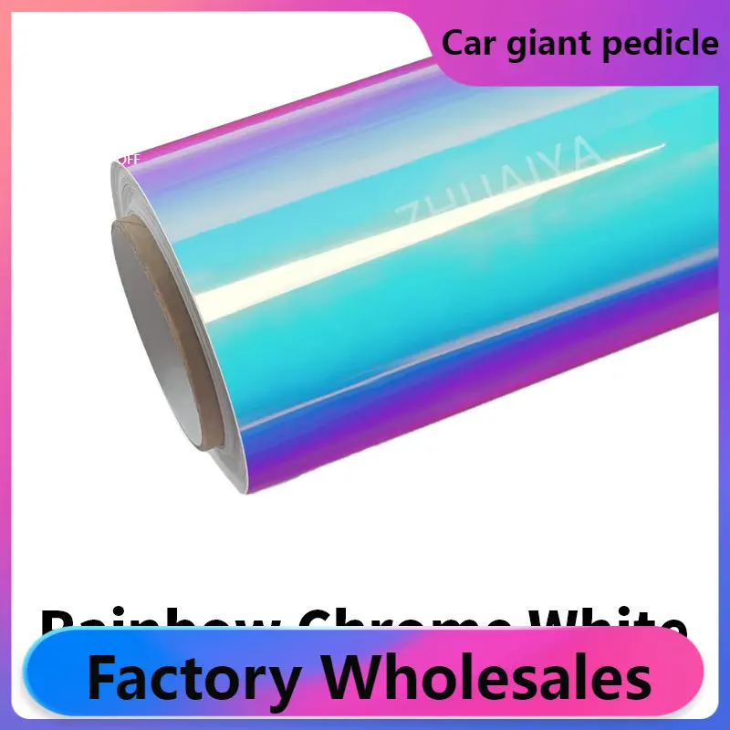 

Rainbow & Holographic Chrome BlueVinyl Wrap film wrapping film bright 152*18m roll quality Warranty covering film voiture